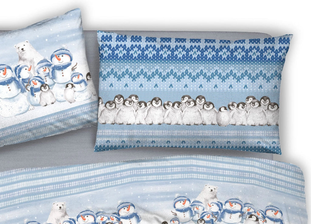 Copripiumino Sacco Piumone Pensieri Delicati Cotone Dis.Inverno Polare - Singolo - Blu