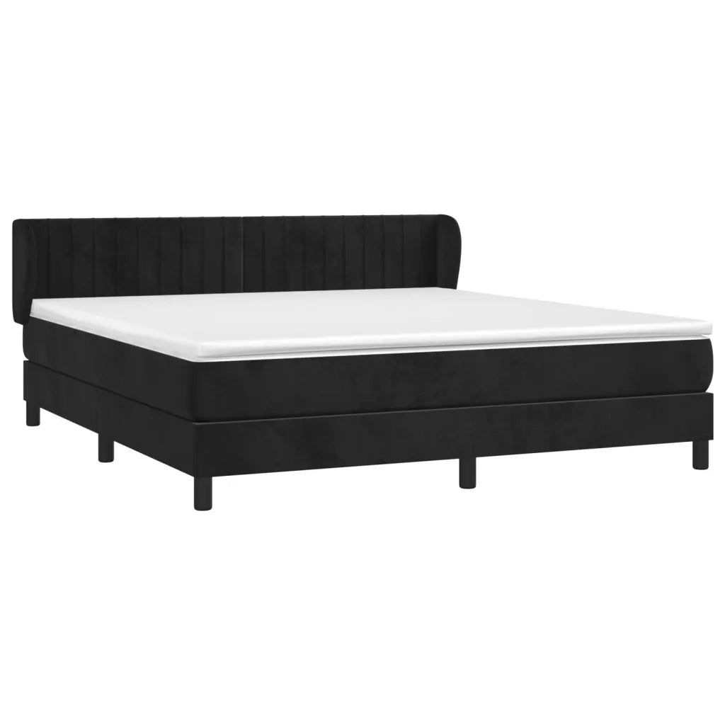 Giroletto a Molle con Materasso Nero 160x200 cm in Velluto 3127621