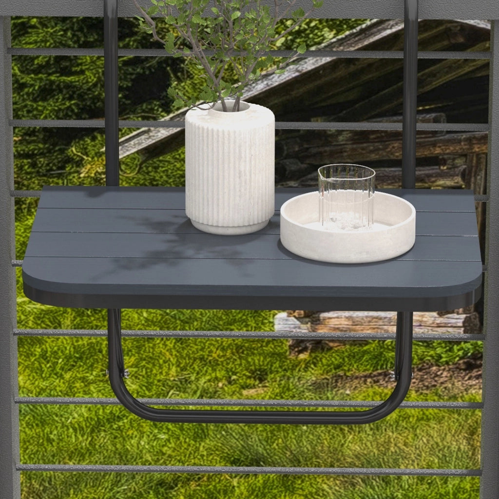 Tavolo pieghevole per balcone ¨C Zephmum ¨C Nero, alluminio, 60x40x55-64 cm