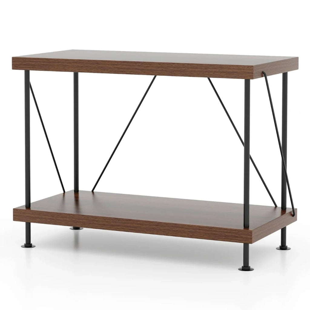 Libreria autoportante a 2 ripiani 60 x 29,5 x 45 cm contenitore durevole design industriale MDF noce 20_0019176