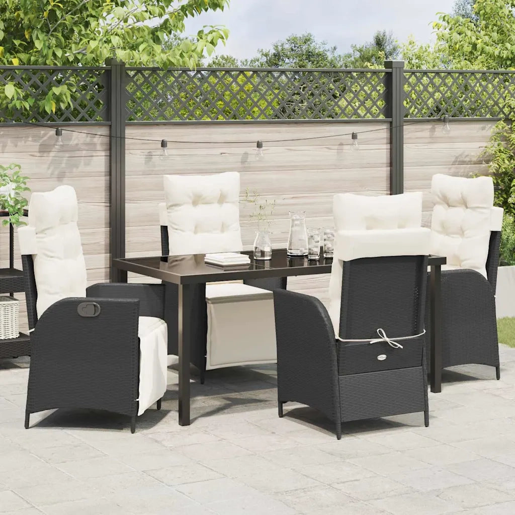 Set da Pranzo per Giardino con cuscino 5 pcs Nero polyrattan 3380529