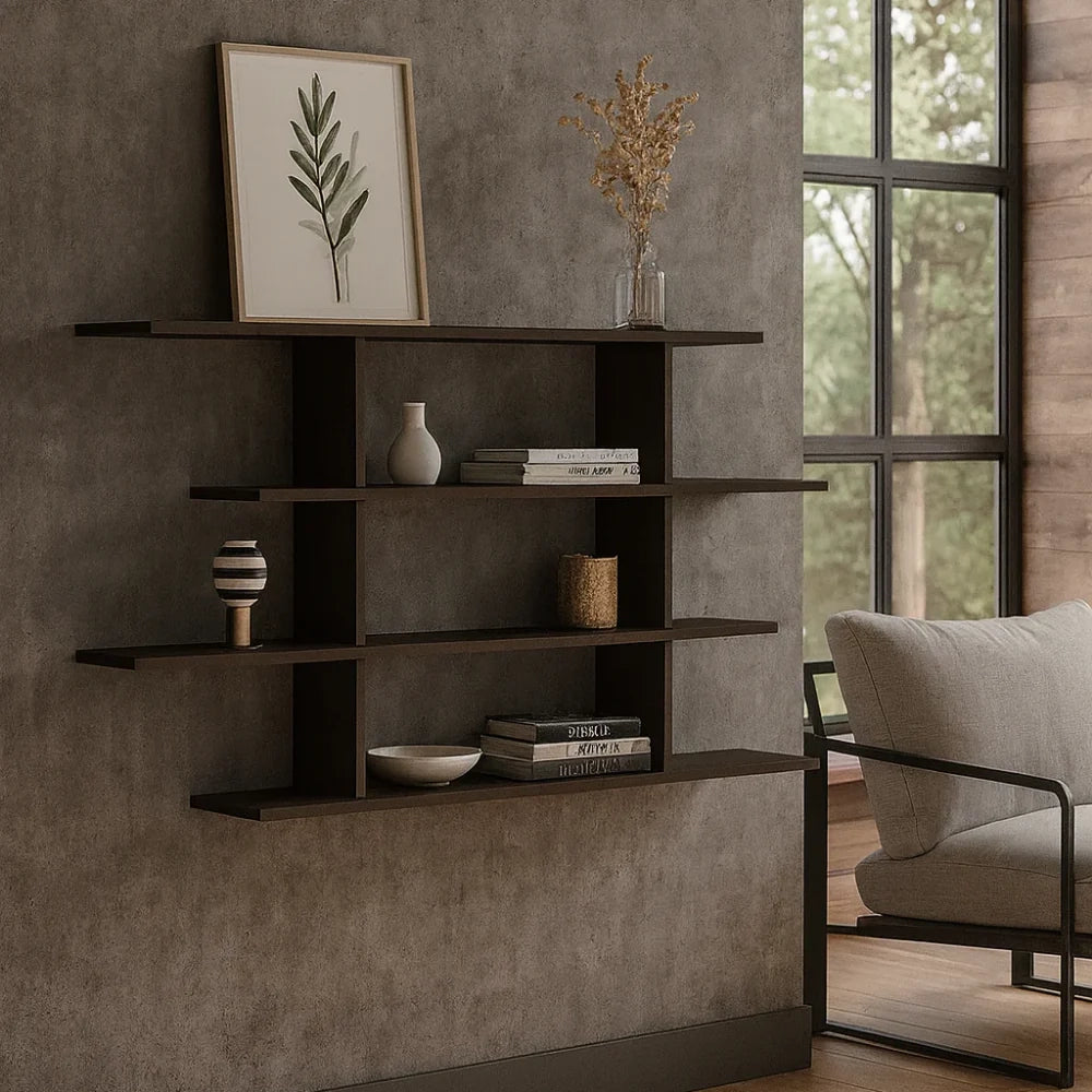 Libreria da parete Skyline grigio 126x22x80 cm design moderno salvaspazio | Duzzle