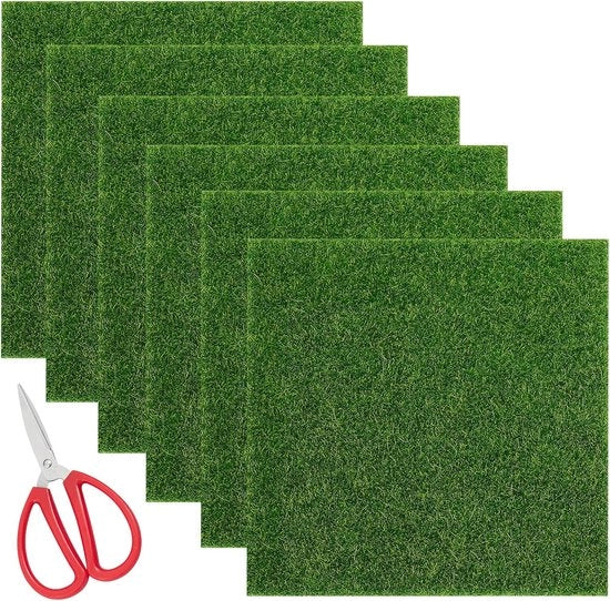Decorazione di Giardino con Erba Finta - 6 Pezzi - 15x15 cm - Ideale per il Fai da Te
