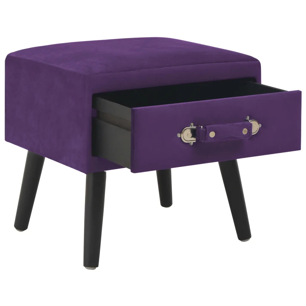 Comodino | Armadio da Notte | Mobiletto da notte Viola Scuro 40x35x40 cm in Velluto