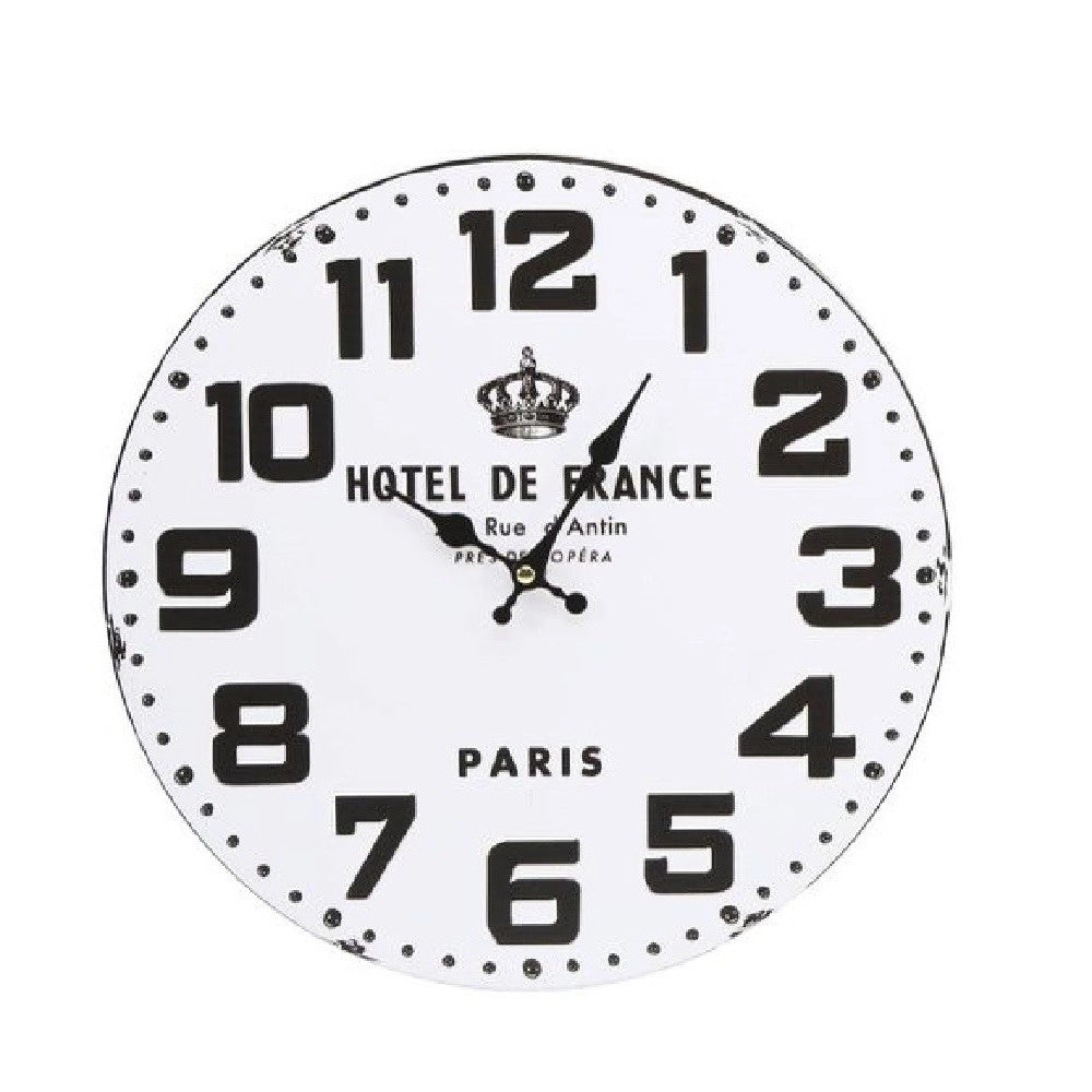 Trade Shop - Orologio Da Parete In Legno Rotondo Vintage Retro' Analogico Casa Cucina 218694 -
