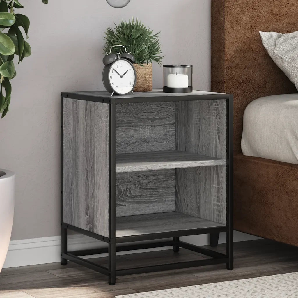 Set di 2 Comodini | Armadio da Notte | Mobiletto da notte Grigio Sonoma 40x31x50cm Legno Multistrato Metallo