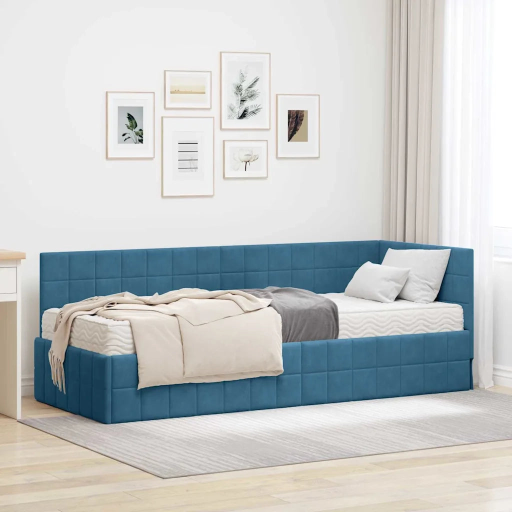 Struttura Letto Angolare con Materasso 2 pcs Blu Velluto 3393917