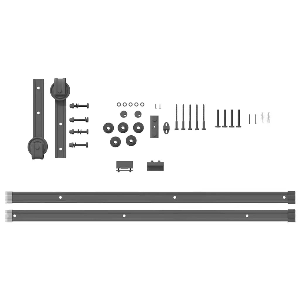 Kit di Binari per Porte Scorrevoli 200 cm Acciaio Nero CFW9403372