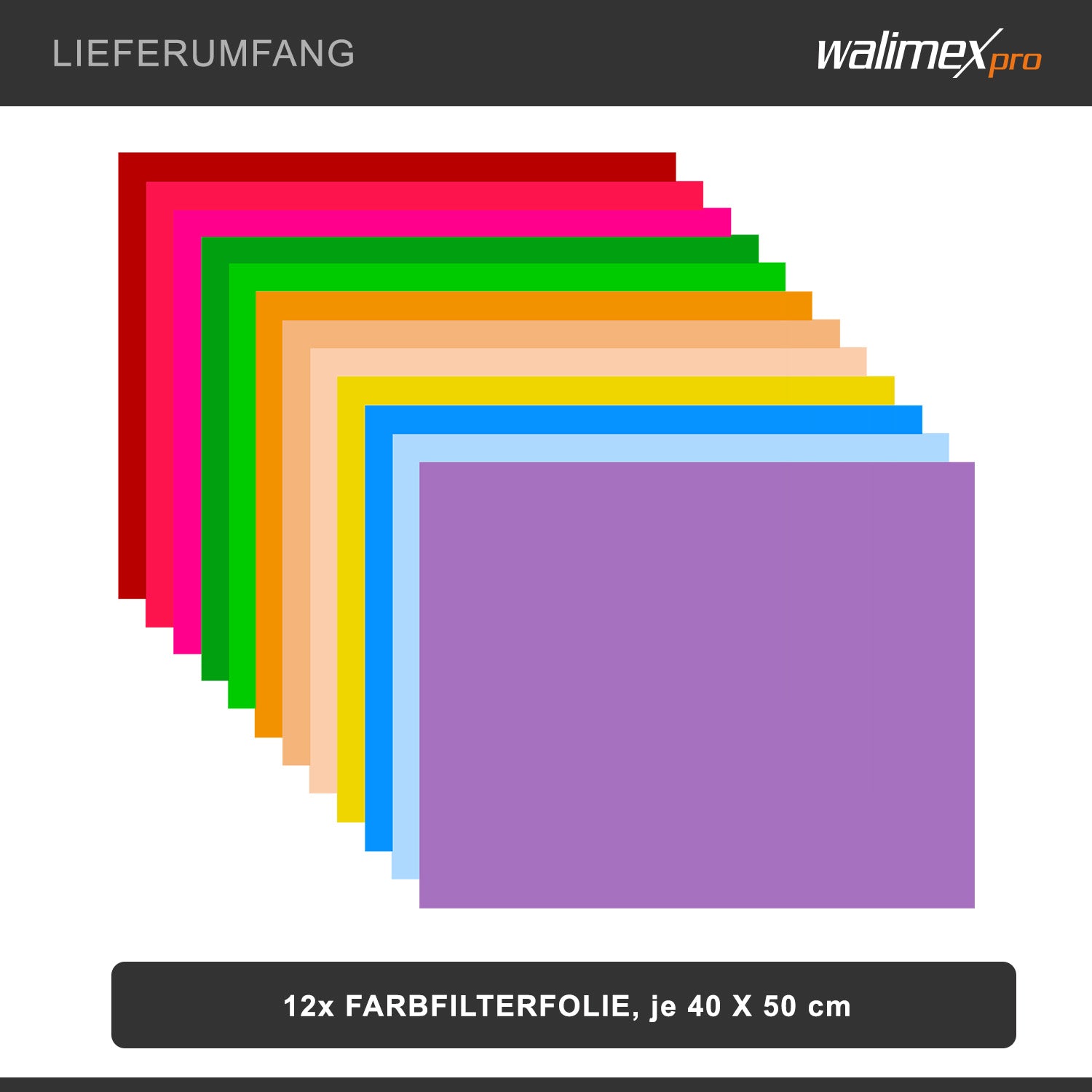 set di filtri colorati 12 pezzi, 40x50cm