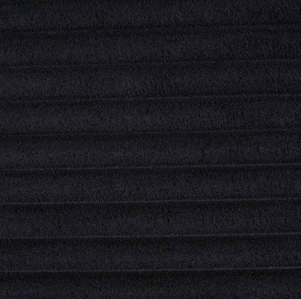 Divano pouf in velluto a coste nero 151x133 cm con tasche laterali e 2 cuscini HOMVRA