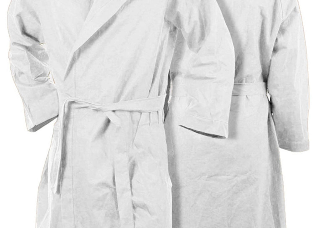 Accappatoio Con Cappuccio In Microfibra Taglia Adulto Unisex In Tinta Unita - XL - Bianco