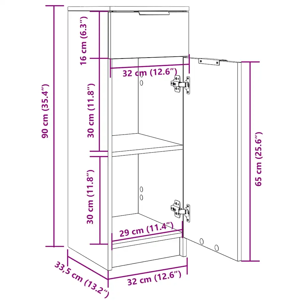 Armadio da Bagno Bianco 32x34x90 cm in Legno Multistrato cod mxl 53650