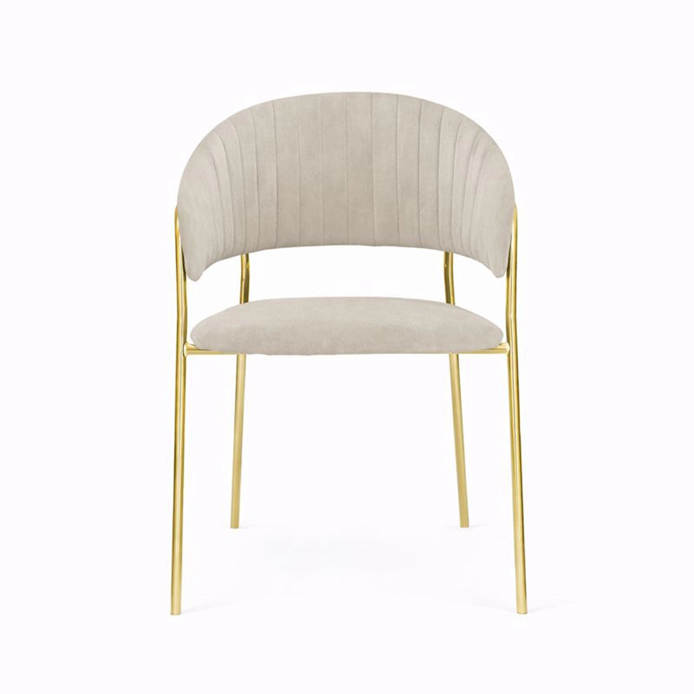 Sedie da sala da pranzo set da 4 Aurelia con schienale in velluto grigio tortora