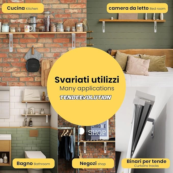 Staffa Angolare Acciaio Pesante Laccato Bianco, 6cm, ad L, Versatile per Mensole, Tende, Scaffali - Design senza Saetta