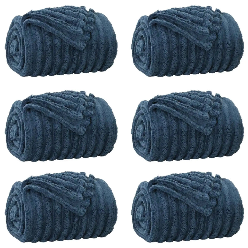 Coperte da Pile 6 pz Blu navy 200 x 150 cm Panno