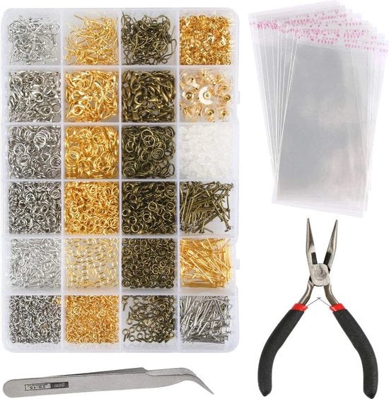 3000 Pezzi di Accessori per Creare Gioielli - Kit di Fai da Te per Orecchini, Bracciale e Collana in Oro, Argento e Bronzo