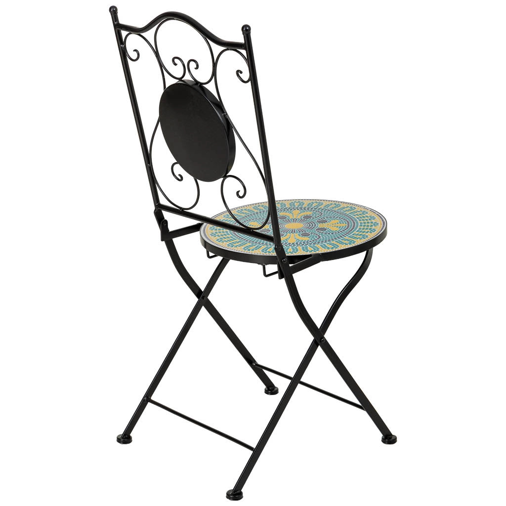 Set tavolo e 2 sedie in metallo, 60x60x75h cm, 38x46x90h cm