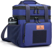 Lunchtas, grande termica doppia imbottitura per uomini e adulti, impermeabile, ermetico e duraturo, per lavoro e pic nic all'aperto, blu