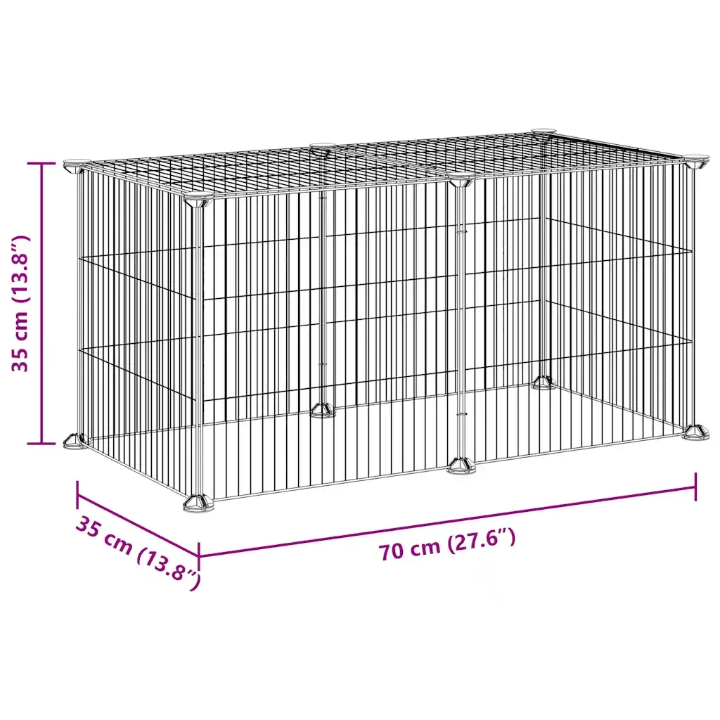 Gabbia per Animali Domestici 8 Pannelli Nero 35x35 cm Acciaio CFW9816051