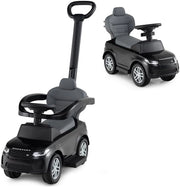 3 in 1 Auto a Spinta, Macchinina a Pedale con Manico Removibile e Paracolpi, Clacson e Suodo di Avvio, Macchina Cavalcabile per Bambini 18-36 Mesi (Nero)