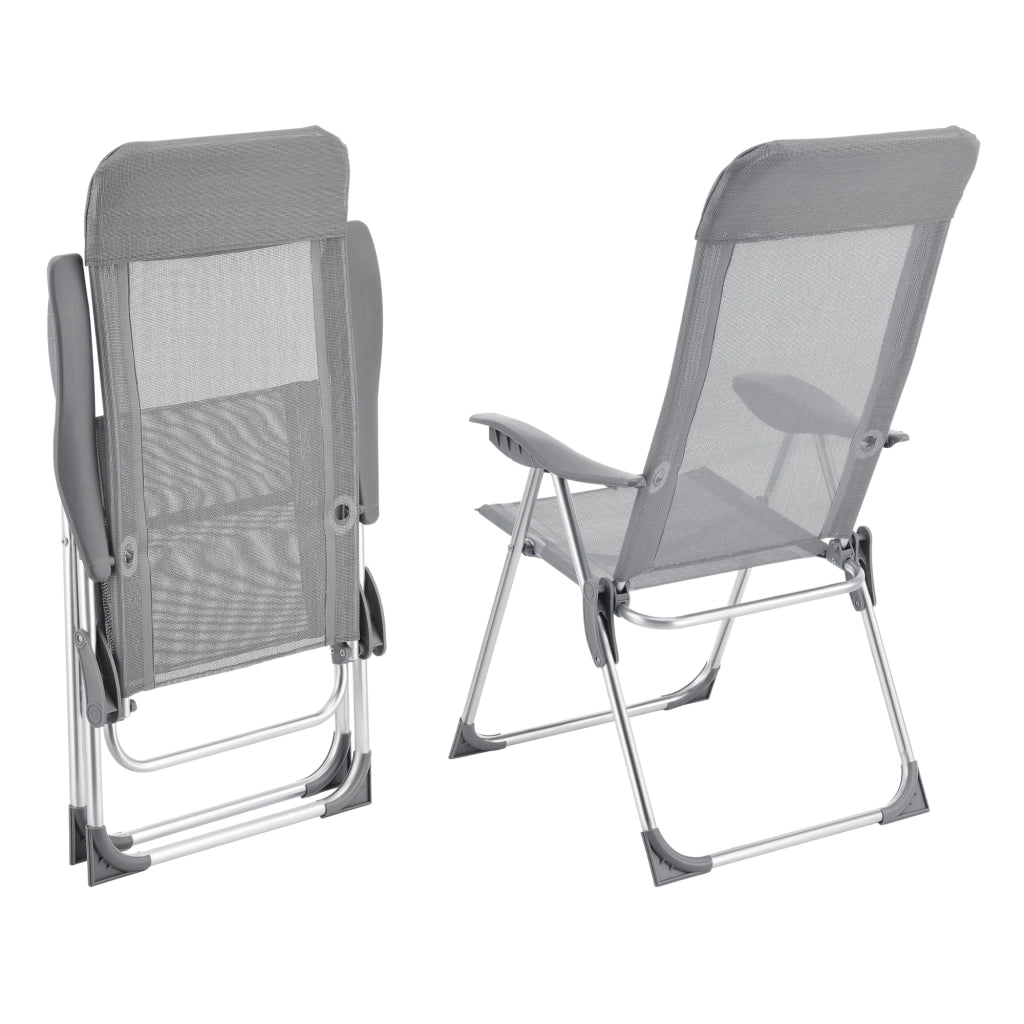 Set di 2 sedie da giardino Errenteria con braccioli e schienale reclinabile grigio chiaro 03_0009603