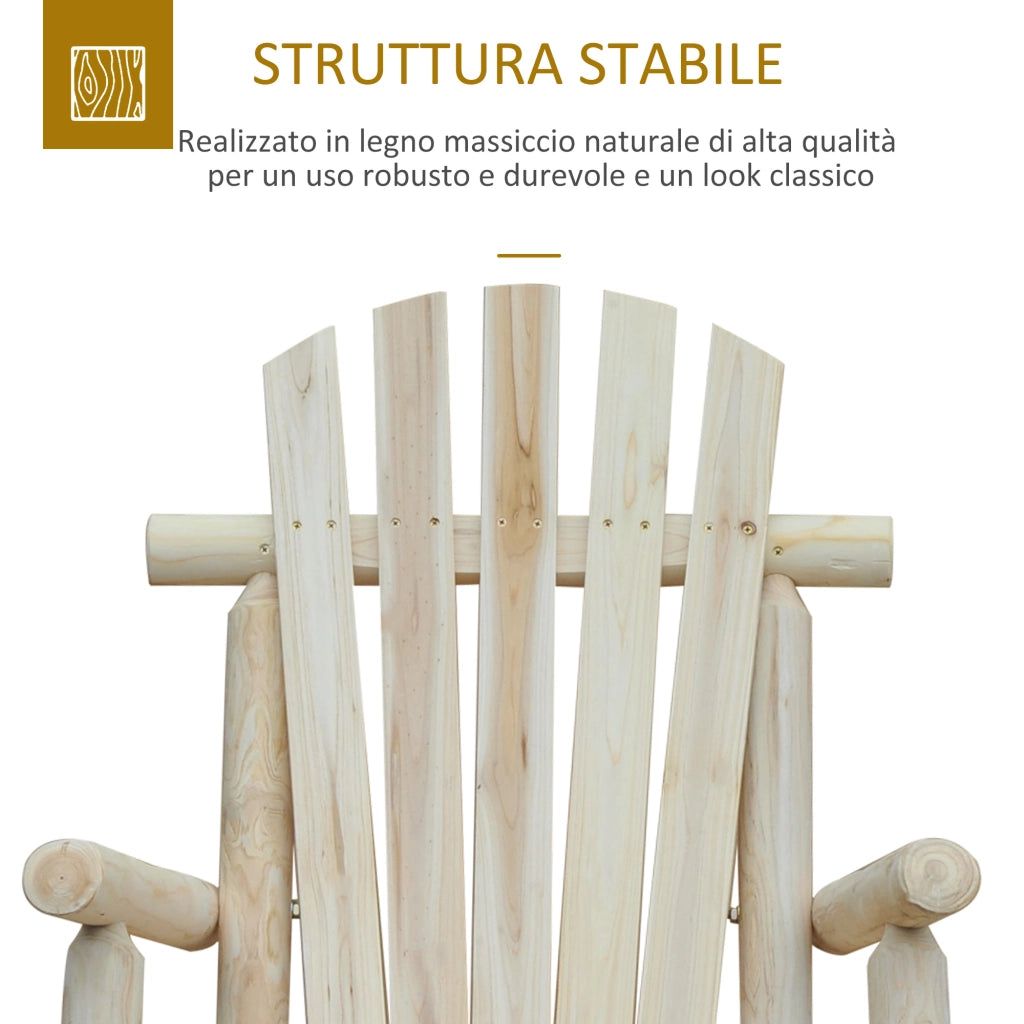 Sedia a Dondolo da Giardino in Legno di Abete ¨C zephmum ¨C Legno Naturale 96x66x98cm