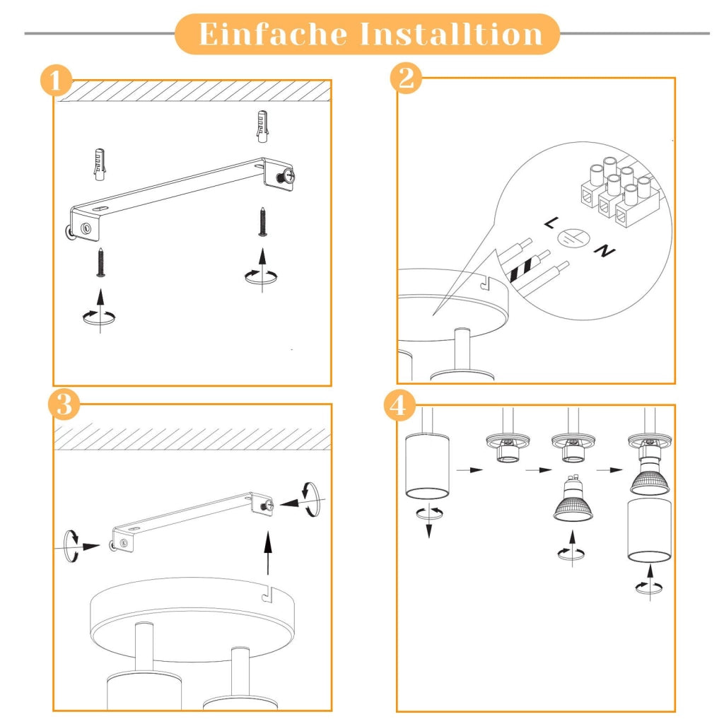 ZMH Faretto da soffitto 2 luci rotondi orientabili 330° moderni per soggiorno