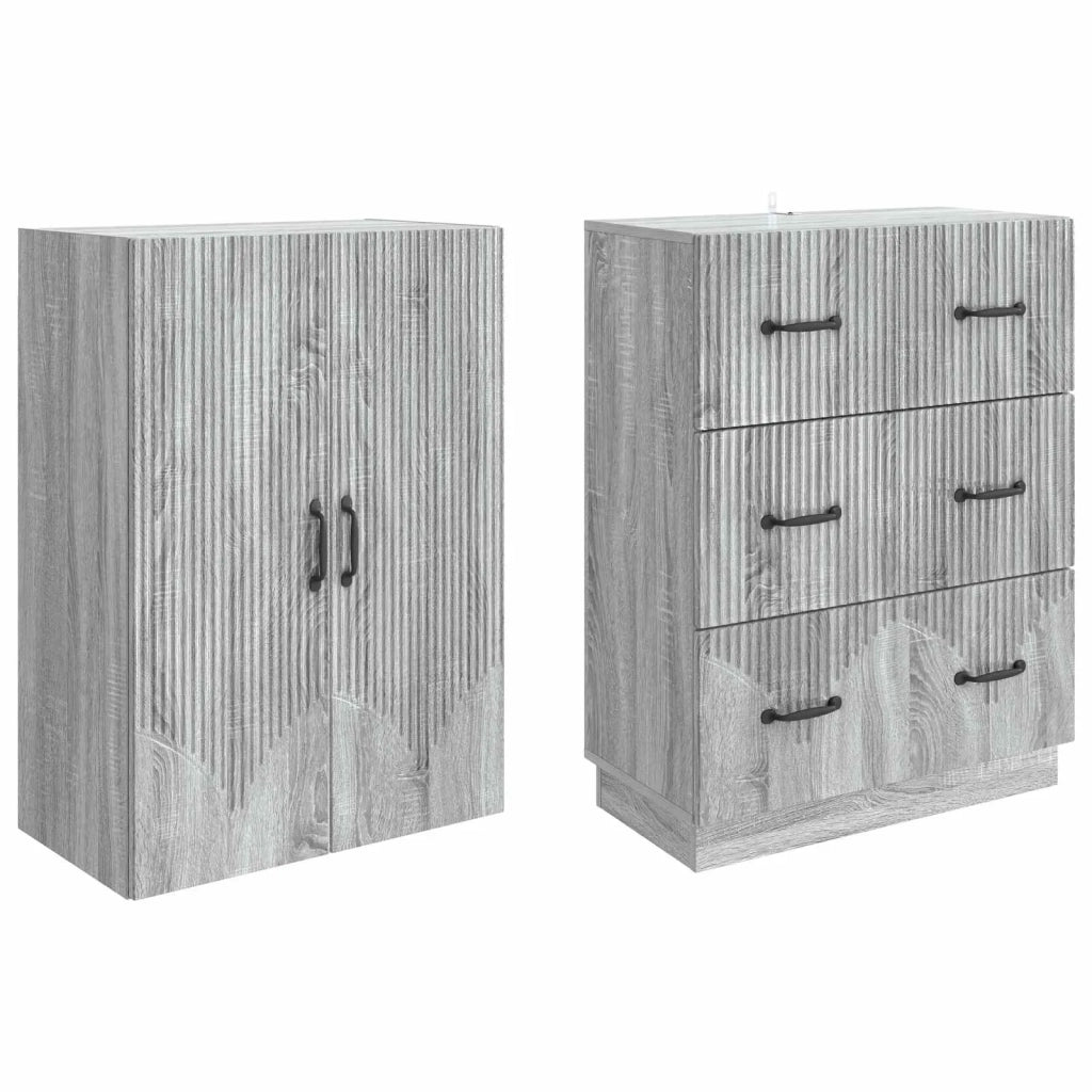 Set di armadi 2 pcs Sonoma grigio 66 x 34,5 x 87 cm