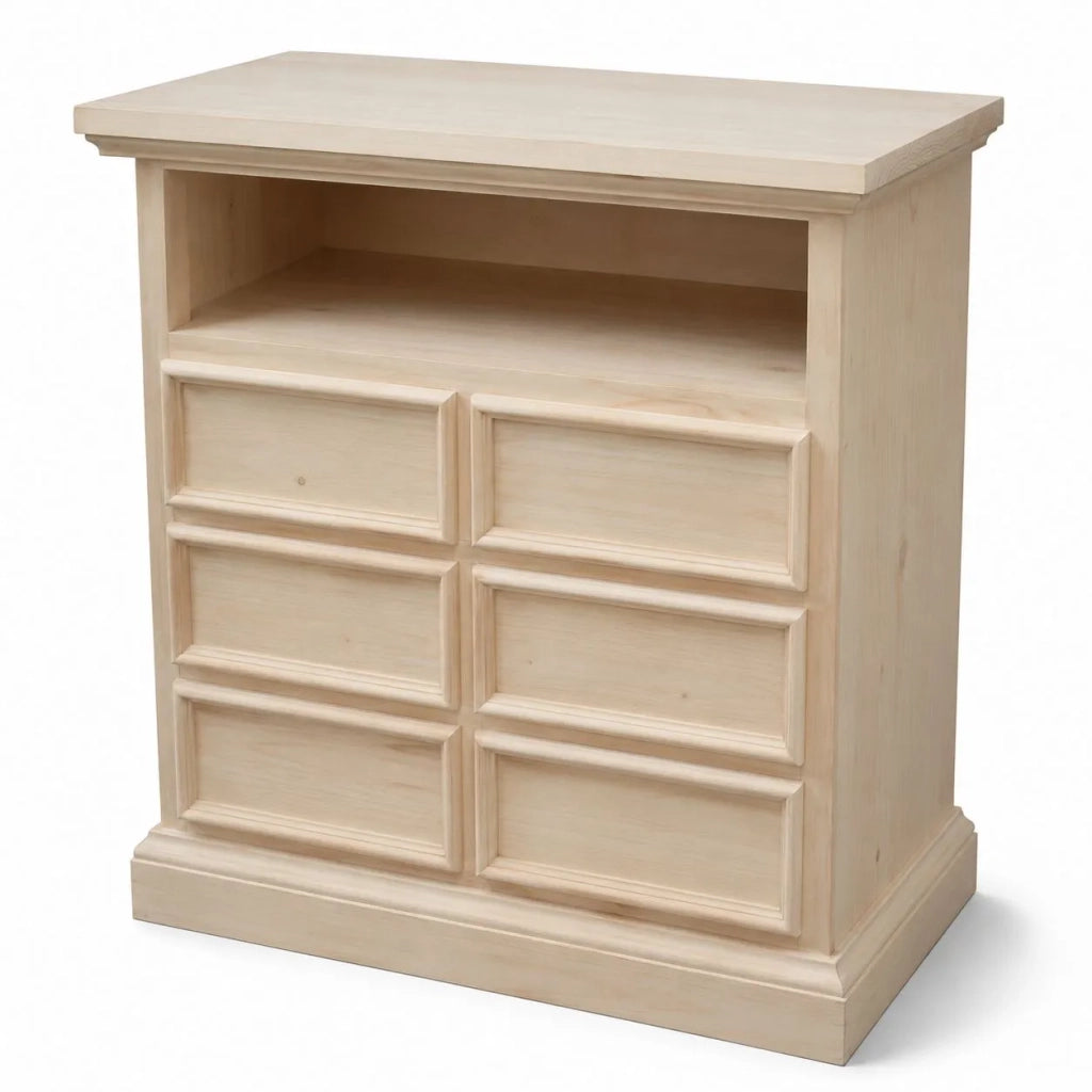 Porta tv 6 cassetti 1 vano a giorno legno grezzo 83x47x84 (715) - Mobili 2G