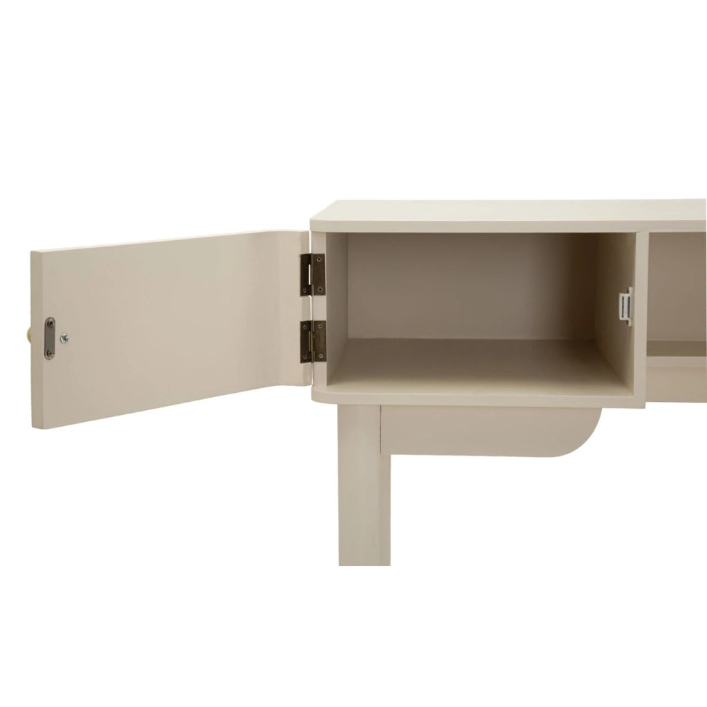 Consolle trucco Shy in legno bianco con dettagli oro