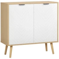 Mobile Multiuso Moderno in Truciolato e Legno di Pino con Ripiano Interno Regolabile su 3 Livelli, 77x35x77.5 cm