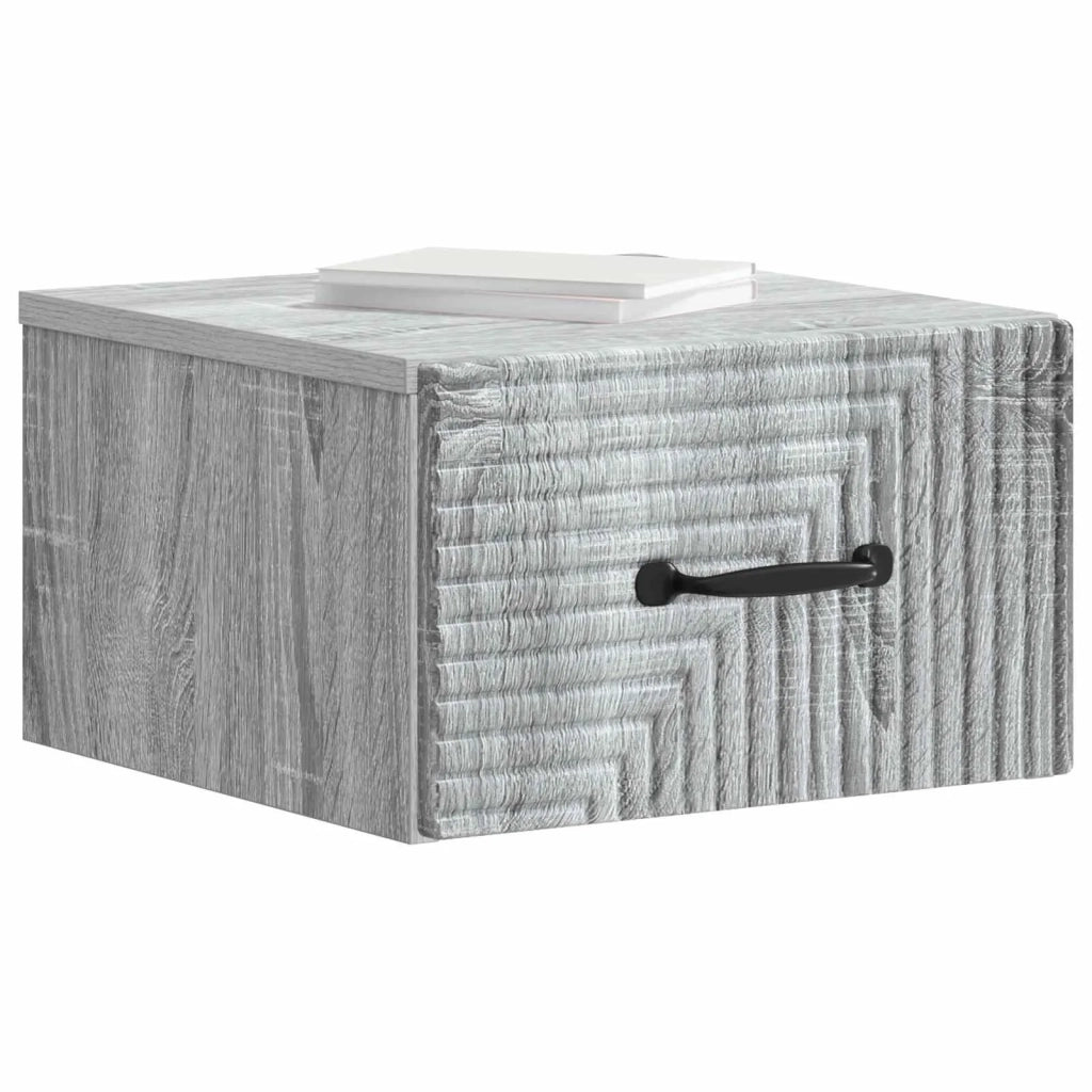 Mobiletto da notte a muro Grigio Sonoma 34,5 x 33 x 20 cm