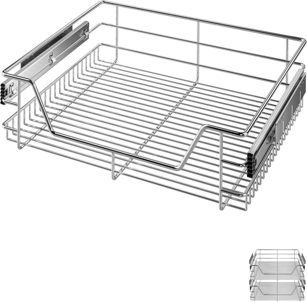 ® 2x Cestello Estraibile Sottolavello 60cm 20kg Cassetto Telescopico Metallo Guide Scorrevoli Cucina Cestelli Cucina Cassetti Estraibili