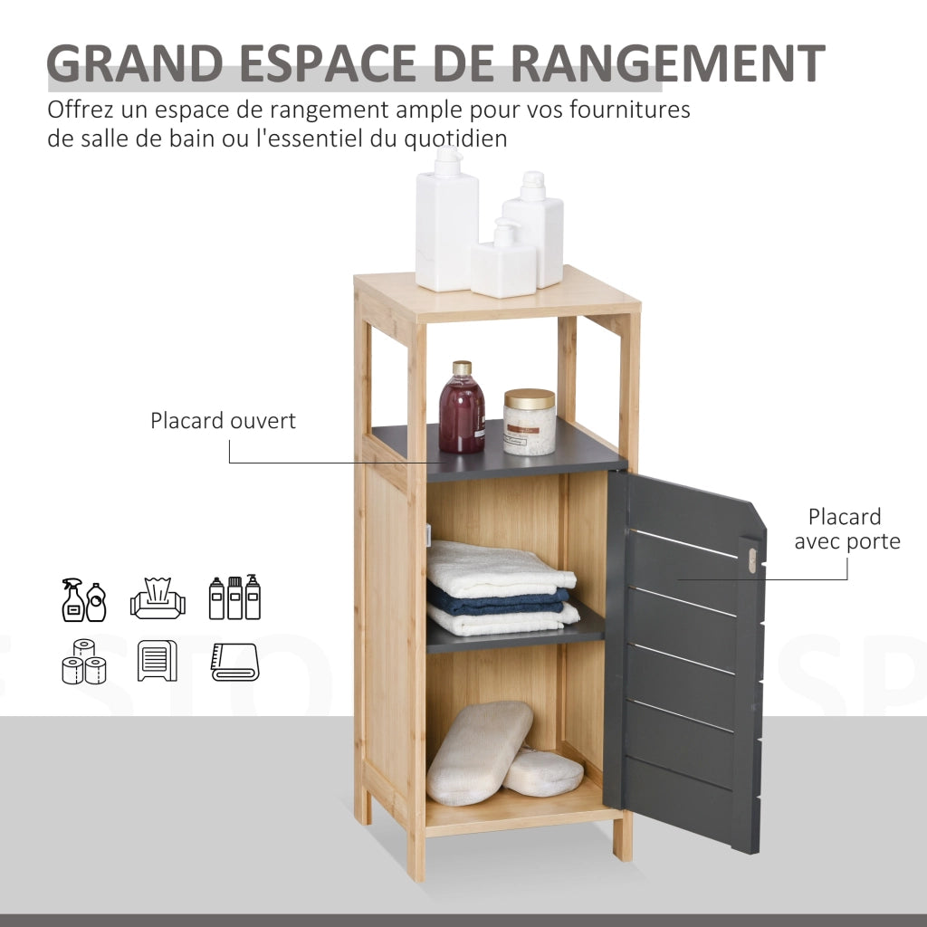Colonna bagno salvaspazio ¨C Xylo ¨C legno bamb¨´ con anta e cassetto 32x30x80 cm