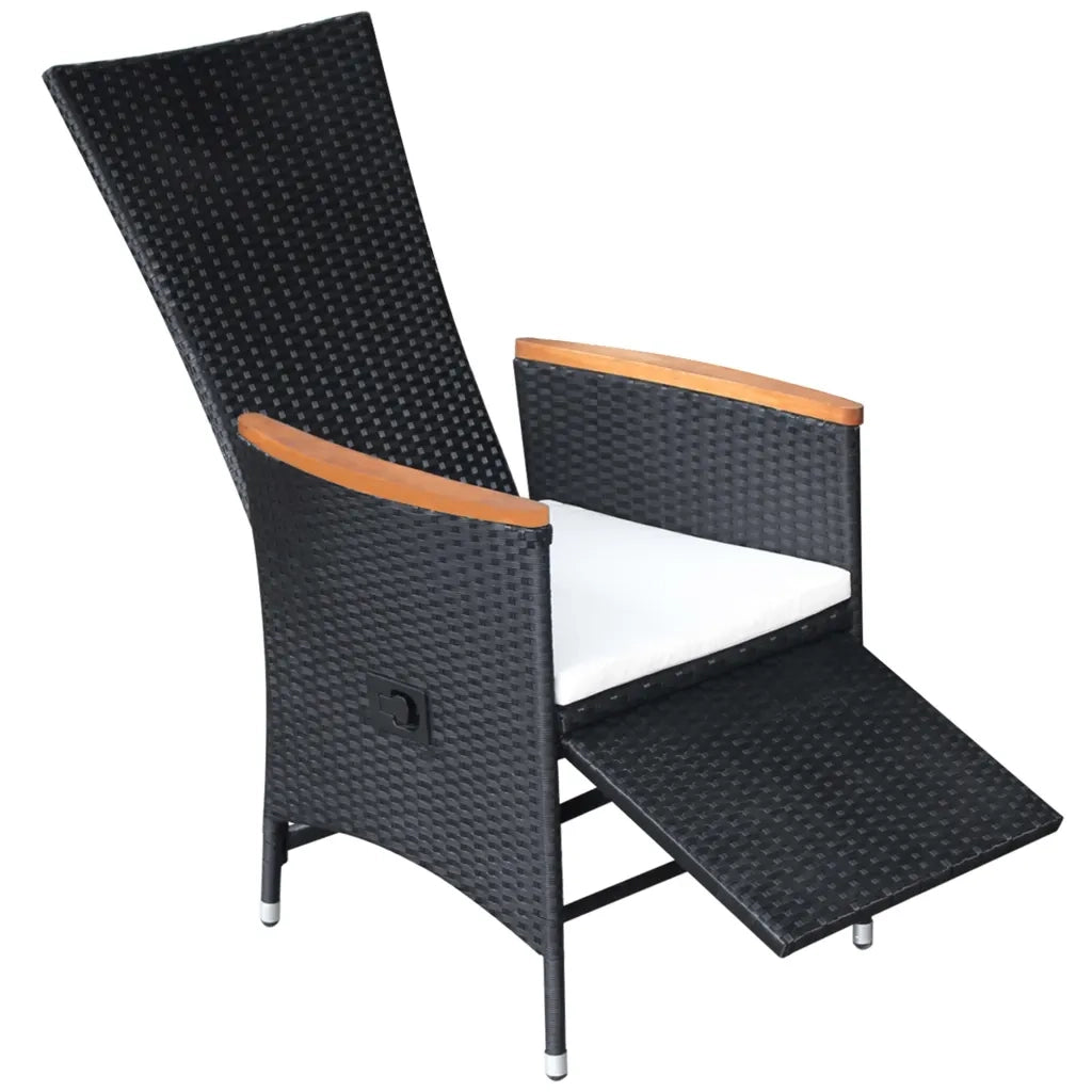 Sedie da Giardino Reclinabili 2 pz con Cuscini Polyrattan Nero 47683