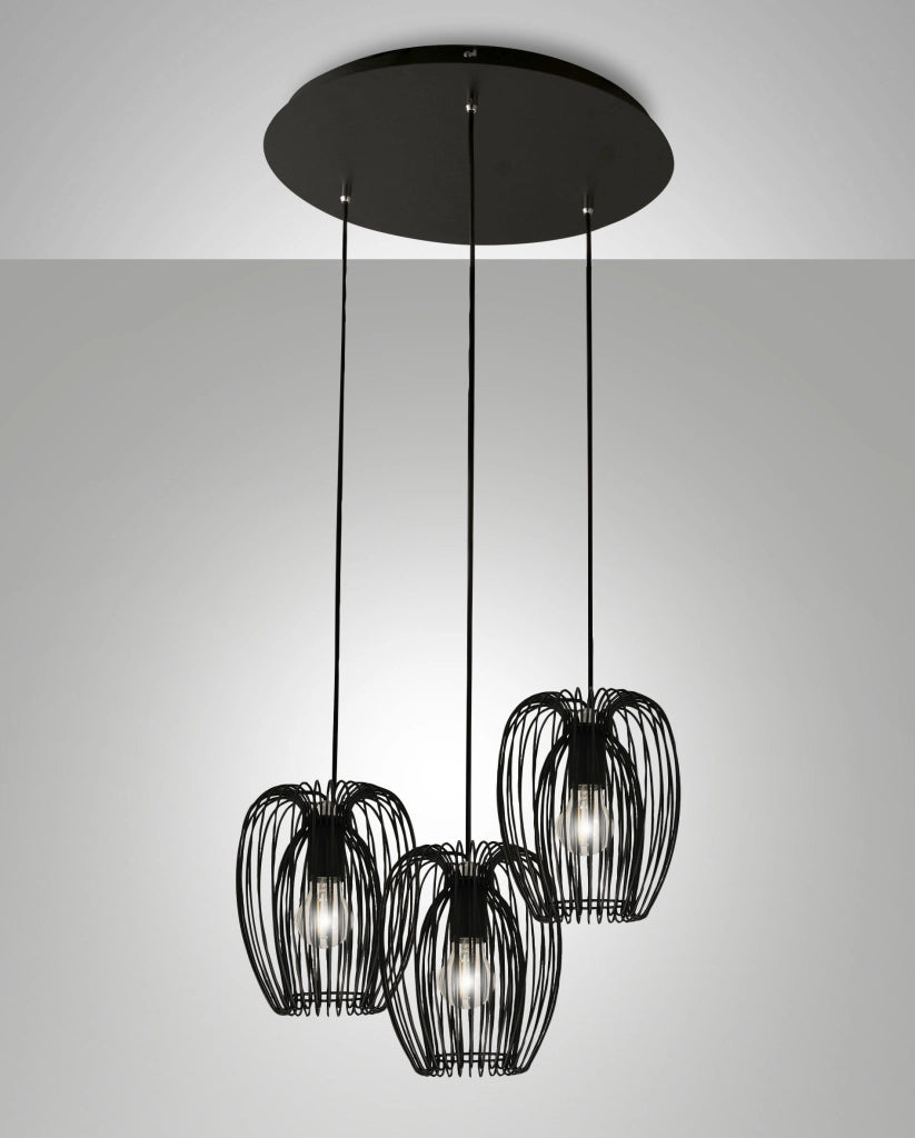 Camp Lampada a Sospensione in Metallo Colore Nero Ø500mm, Design Moderno e Struttura Elegante per Illuminazione Interni Classe 1 IP20