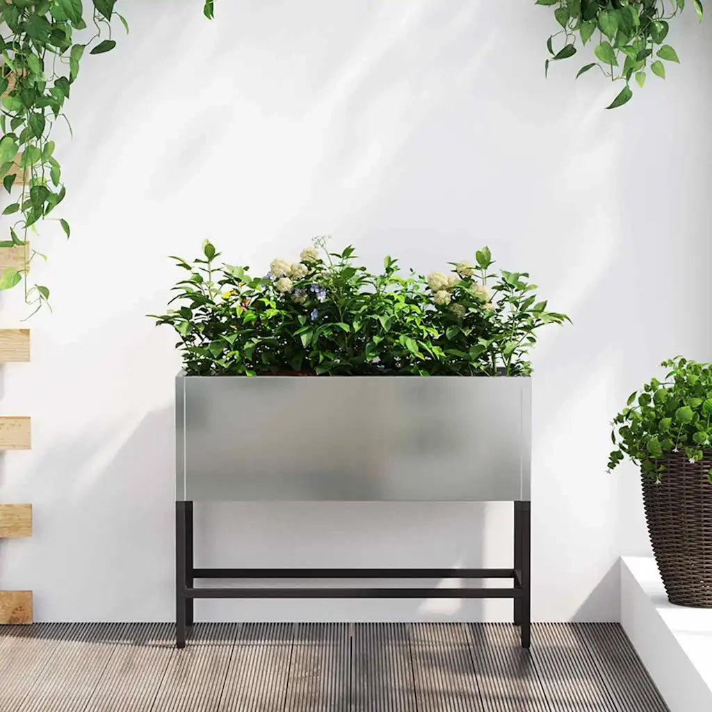 Fioriere | Cassetta per fiori | Vaso da Giardino Rialzato Argento 60 x 26 x 45 cm