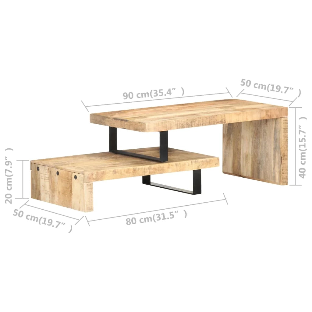 Set di 2 tavolini da caffè legno massello di mango marrone 02_0042118
