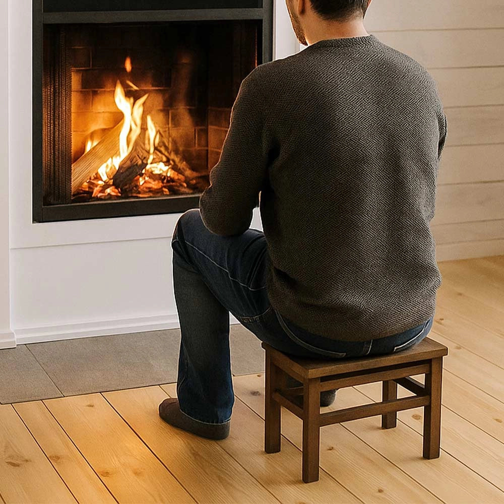 Set di 2 sgabelli bassi sgabellini panche poggiapiedi seduta in legno noce scuro