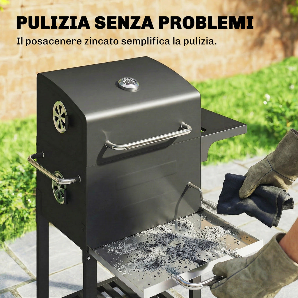 Barbecue a Carbone con Termometro per Giardino ¨C Zephmum ¨C Nero
