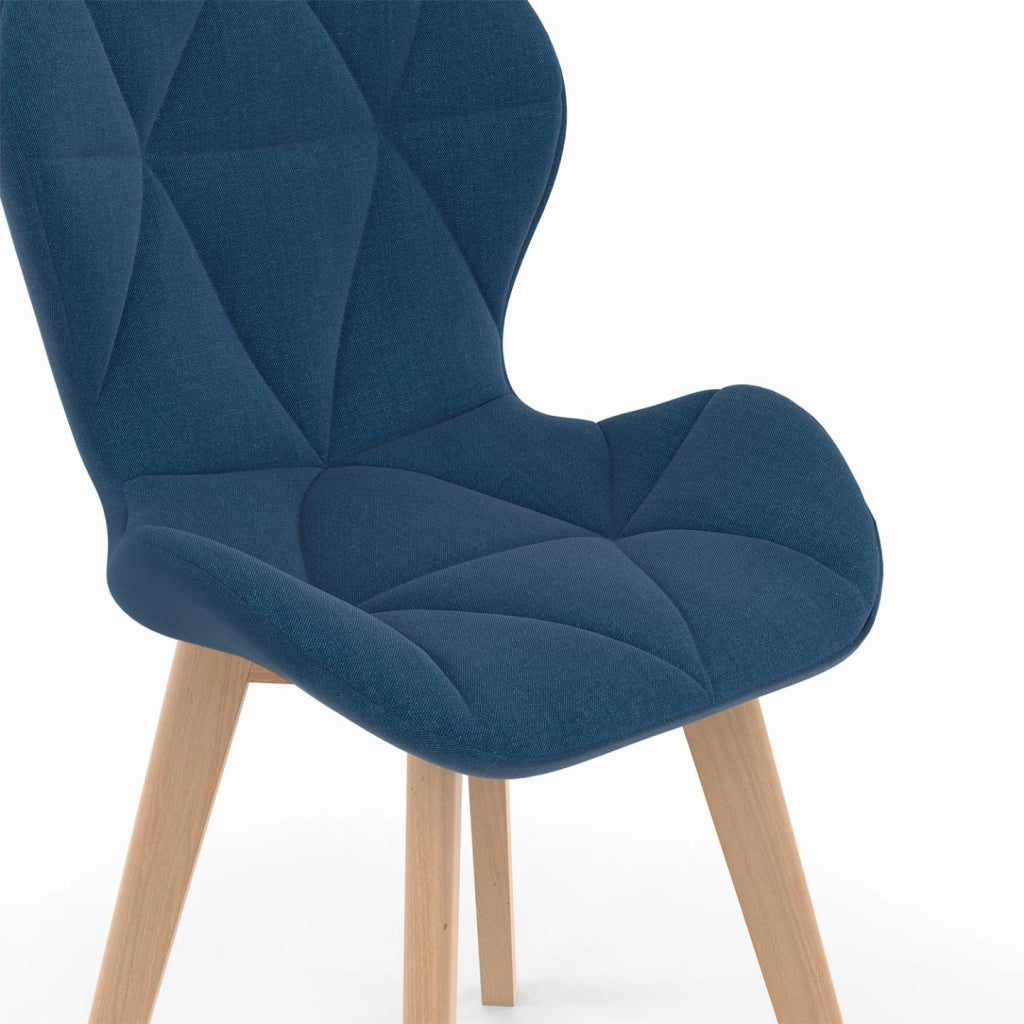 Set di 4 sedie ROBINE in tessuto blu anatra per sala da pranzo