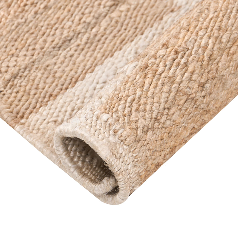 Tappeto beige chiaro in juta 160 x 230 cm con motivo rettangolare intrecciato in stile rustico per soggiorno e camera da letto