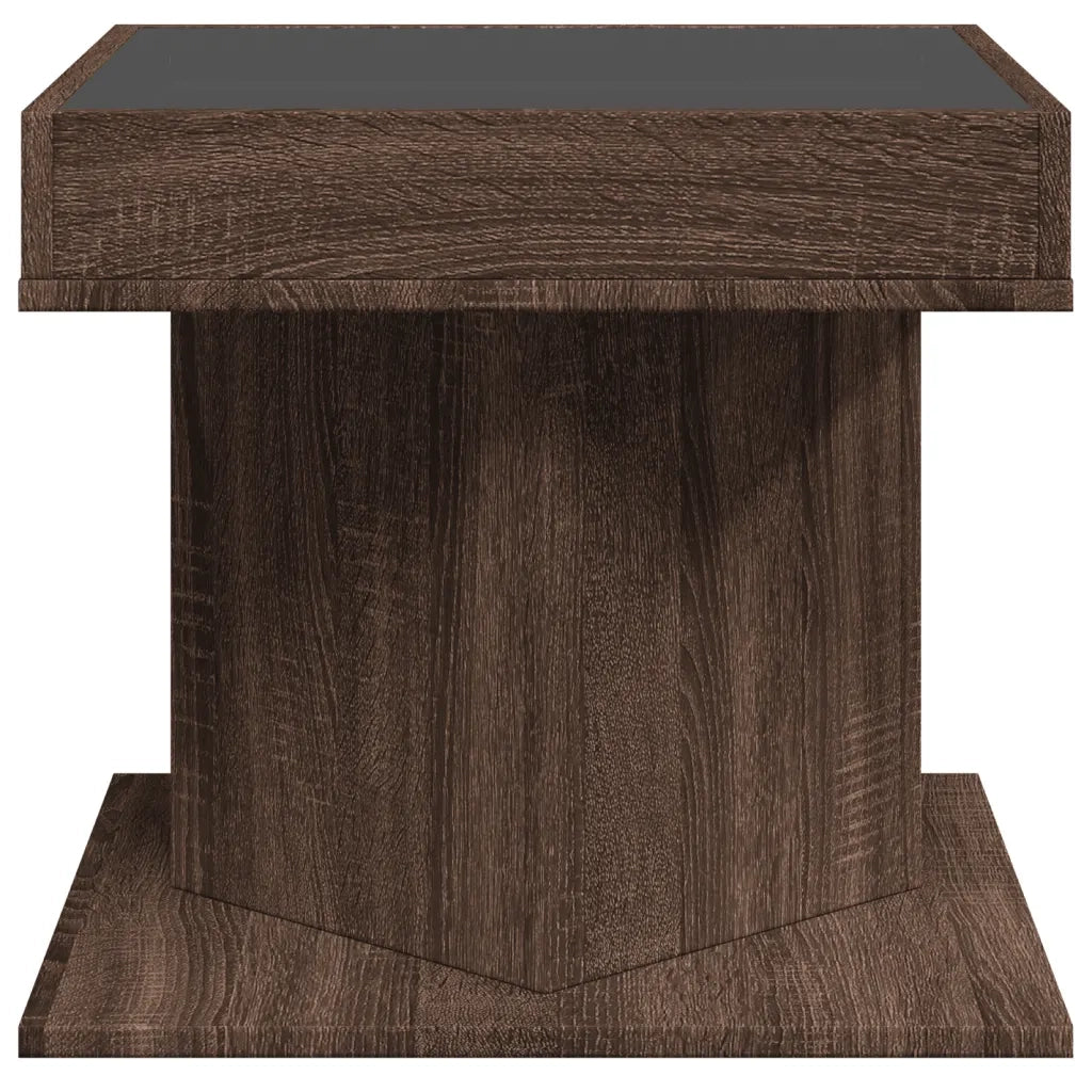 Tavolino Salotto con LED Rovere Marrone 50x50x45 cm Multistrato