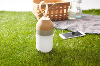 Altoparlante Bluetooth con Lampada LED 7,6x7,6x1,5 cm in Plastica Bianco Panna