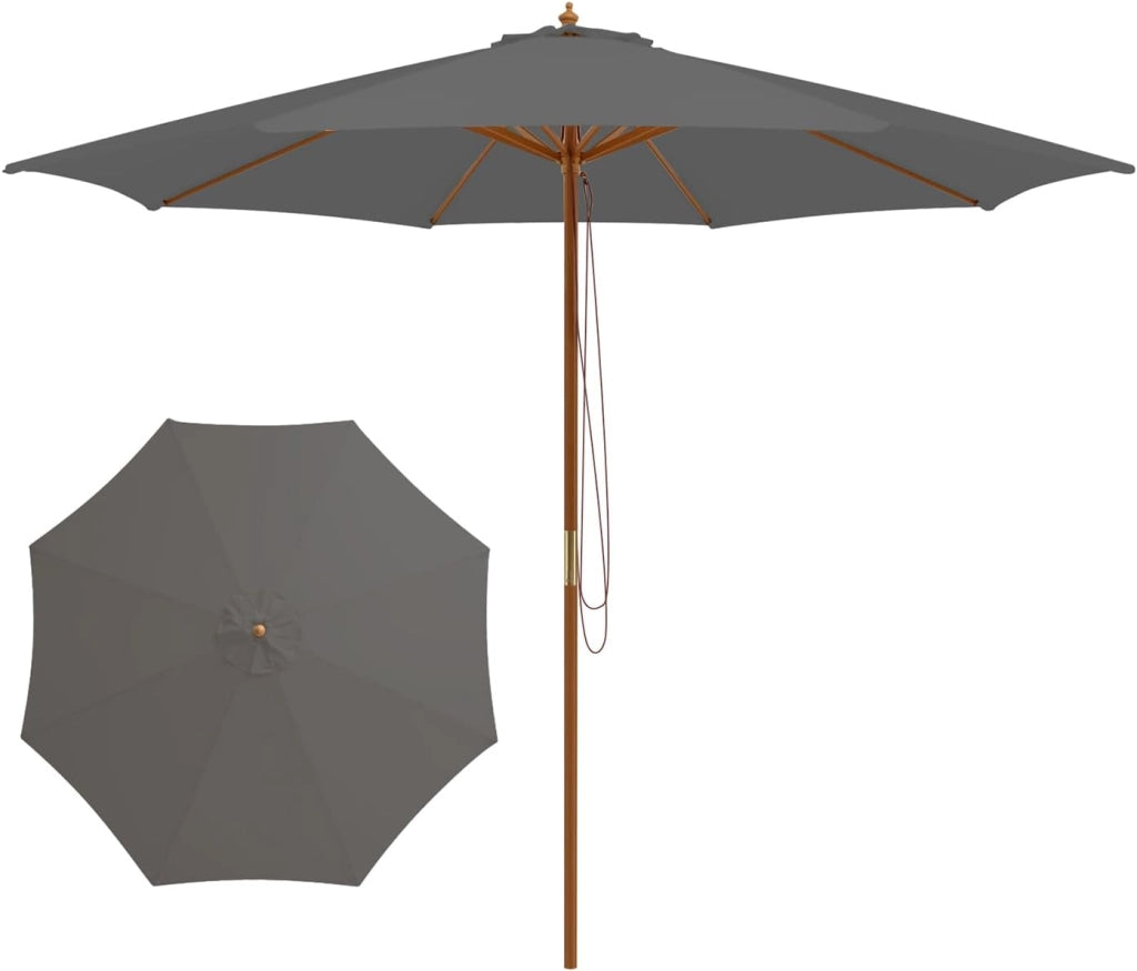 Ombrellone da Giardino 3 x 3 m, Ombrellone da Balcone Pieghevole, Parasole da Spiaggia Antivento in Tessuto di Poliestere con Costole, Ombrellon senza Base per Cortile