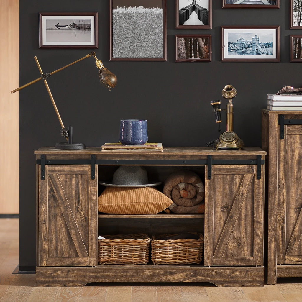 Credenza con ante scorrevoli, Mobile da ingresso, Scarpiera, Armadietto multifunzionale Marrone FSB60-N SoBuy