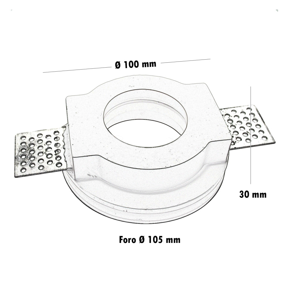 Porta faretto tondo incasso scomparsa gesso lampada led 8W GU10 foro 10cm 220V LUCE 3000K