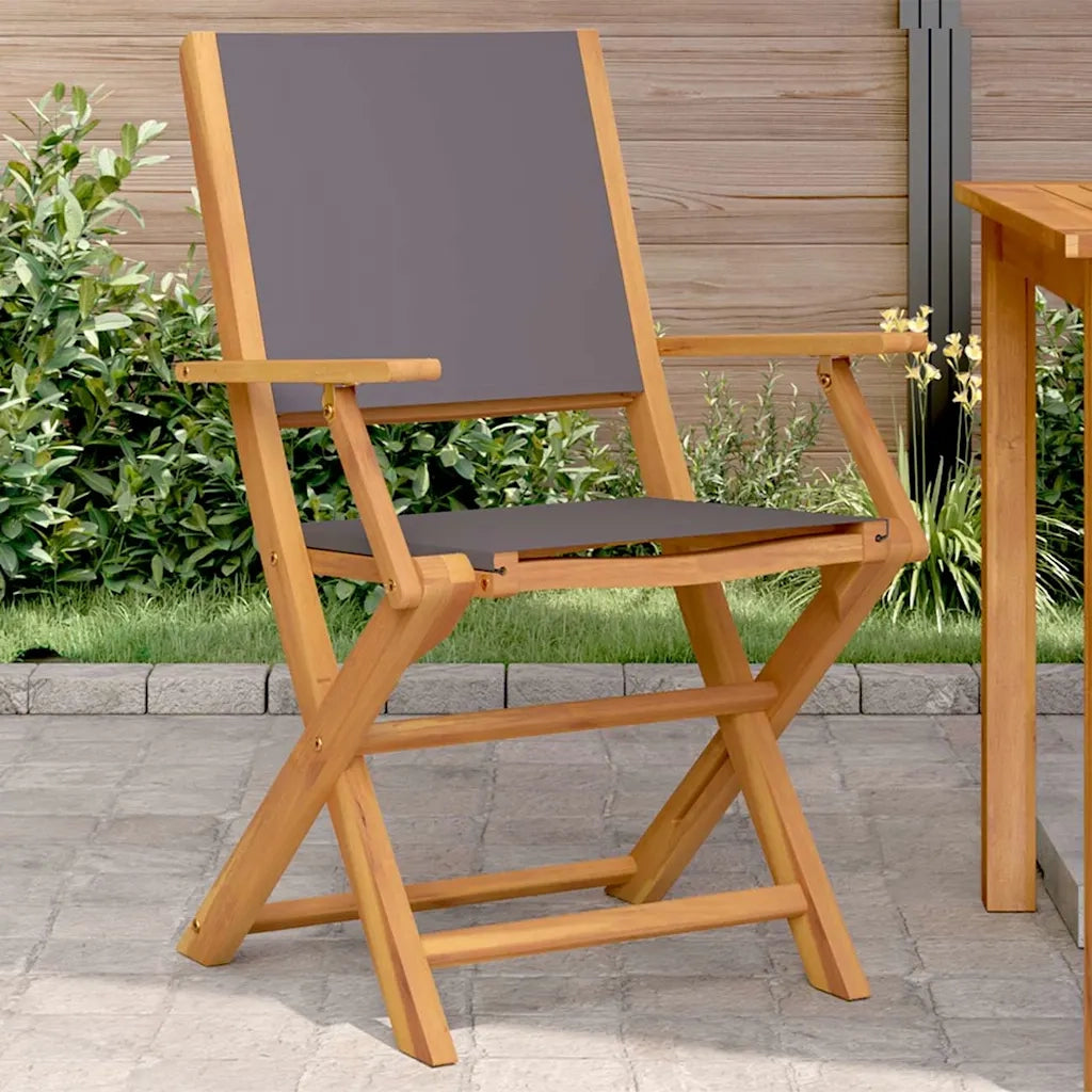 Sedie da Giardino 2 pz | Sedie da Esterno Antracite Legno Massello Acacia e Tessuto