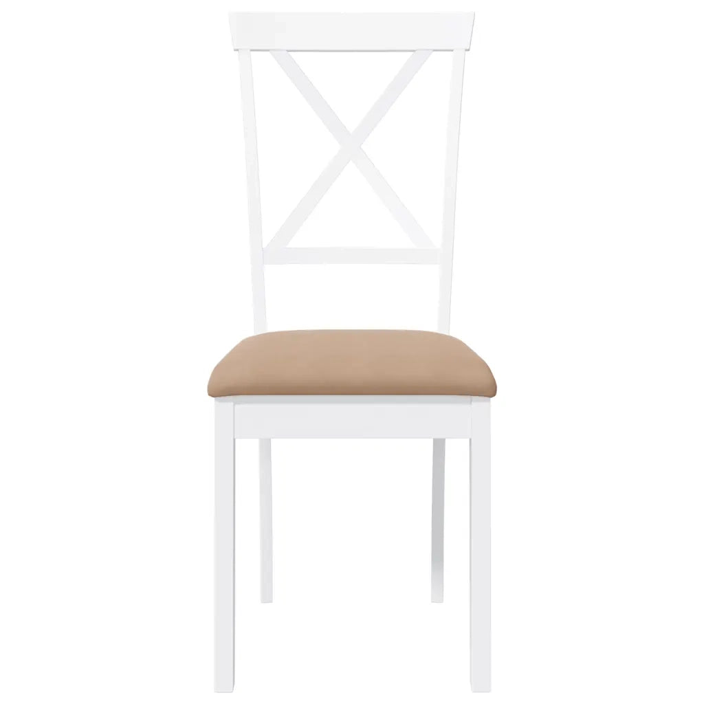 Sedie da Pranzo con Cuscini 2 pz Bianco Legno Massello di Hevea
