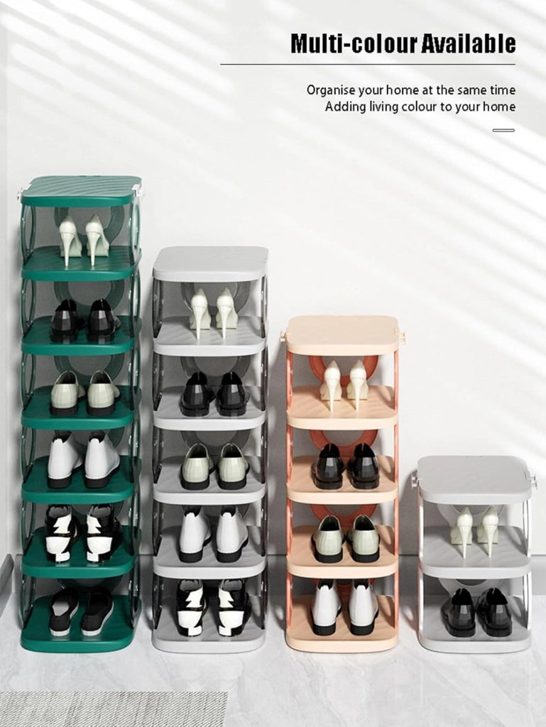 scarpiera Organizzatore di stoccaggio per scarpiera multistrato, ripiano per scarpe verticale alto in plastica per ingresso, autoportante per piccoli spazi, organizer per scarpe, per bagno, soggi